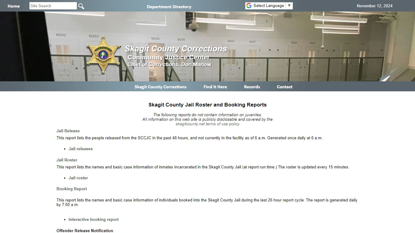 Skagit County Jail Roster and Booking Reports - Skagit County, Washington