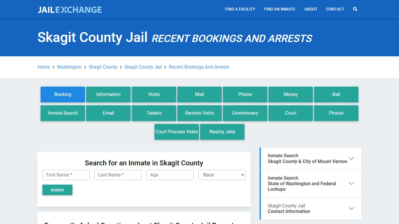 Skagit County Jail Recent Bookings And Arrests - Jail Exchange